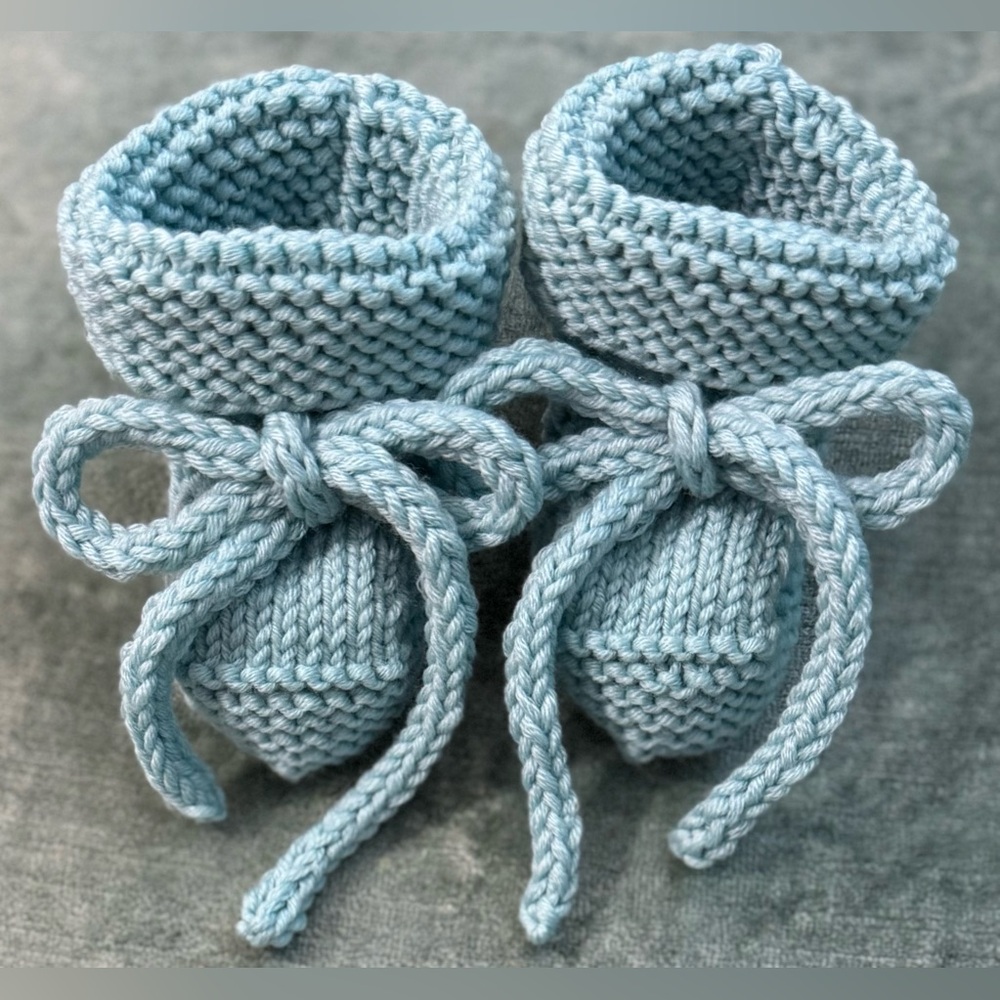 Handmade Hand Crafted Knit Baby Booties blue